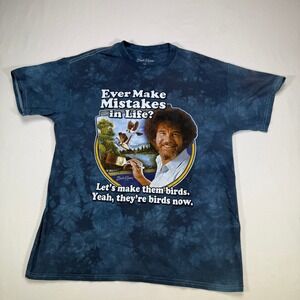 Bob Ross T-Shirt The Mountain Tie Dye Ever Make Mistakes Birds‎ Now Medium